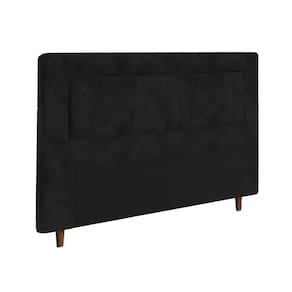 Cabeceira para Cama Box Queen Size Portobel Cintia com Revestimento em Suede - Preto - 1