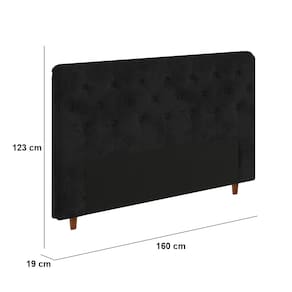 Cabeceira para Cama Box Queen Size Portobel Marcela com Revestimento em Suede - Preto - 2