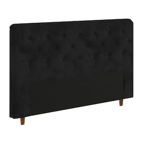 Cabeceira para Cama Box Queen Size Portobel Marcela com Revestimento em Suede - Preto - 1