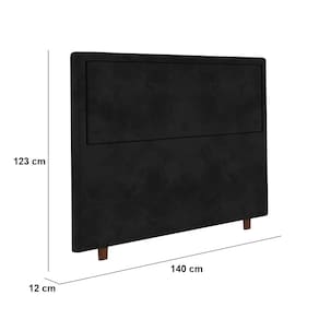 Cabeceira para Cama Box Casal Portobel Evelyn com Revestimento em Suede – 140cm de largura - Preto - 2