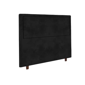 Cabeceira para Cama Box Casal Portobel Evelyn com Revestimento em Suede – 140cm de largura - Preto - 1