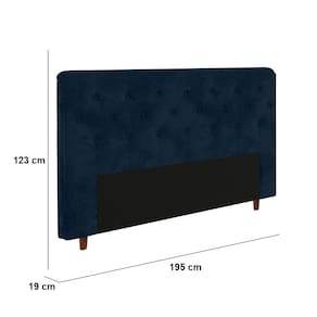 Cabeceira para Cama Box King Size Portobel Marcela com Revestimento em Suede - Azul - 2