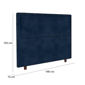 Cabeceira para Cama Box Casal Portobel Evelyn com Revestimento em Suede – 140cm de largura - Azul - 2