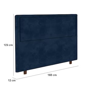 Cabeceira para Cama Box Queen Size Portobel Evelyn com Revestimento em Suede – 160cm de largura - Azul - 2