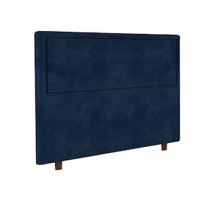 Cabeceira para Cama Box Queen Size Portobel Evelyn com Revestimento em Suede – 160cm de largura - Azul - 1