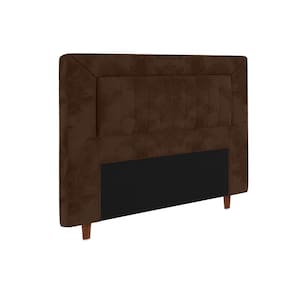 Cabeceira para Cama Box Casal Portobel Cintia com Revestimento em Suede - Chocolate - 1