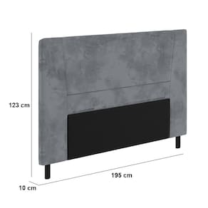 Cabeceira para Cama Box King Size Portobel Amanda com Revestimento em Suede - Cinza - 2