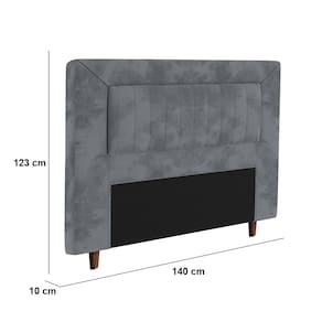 Cabeceira para Cama Box Casal Portobel Cintia com Revestimento em Suede - Cinza - 2