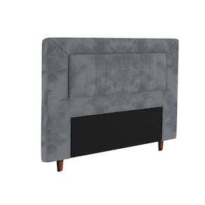 Cabeceira para Cama Box Casal Portobel Cintia com Revestimento em Suede - Cinza - 1