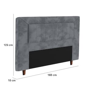 Cabeceira para Cama Box Queen Size Portobel Cintia com Revestimento em Suede - Cinza - 2
