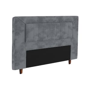 Cabeceira para Cama Box Queen Size Portobel Cintia com Revestimento em Suede - Cinza - 1