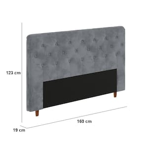 Cabeceira para Cama Box Queen Size Portobel Marcela com Revestimento em Suede - Cinza - 2