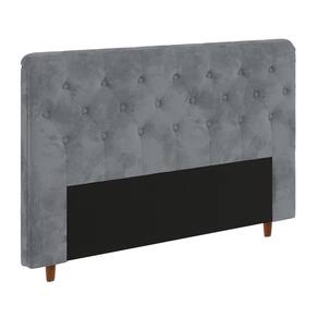 Cabeceira para Cama Box Queen Size Portobel Marcela com Revestimento em Suede - Cinza - 1