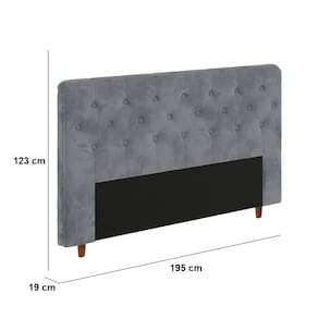 Cabeceira para Cama Box King Size Portobel Marcela com Revestimento em Suede - Cinza - 2