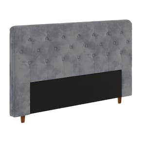 Cabeceira para Cama Box King Size Portobel Marcela com Revestimento em Suede - Cinza - 1