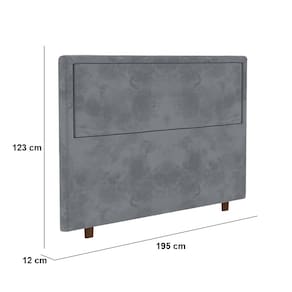 Cabeceira para Cama Box King Size Portobel Evelyn com Revestimento em Suede – 195cm de largura - Cinza - 2