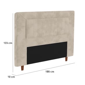 Cabeceira para Cama Box King Size Portobel Cintia com Revestimento em Suede - Bege - 2