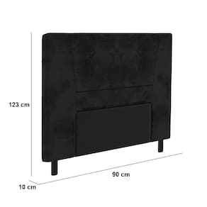 Cabeceira para Cama Box Solteiro Portobel Amanda com Revestimento em Suede - Preto - 2
