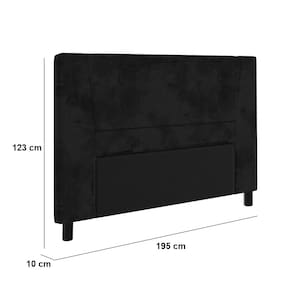 Cabeceira para Cama Box King Size Portobel Amanda com Revestimento em Suede - Preto - 2