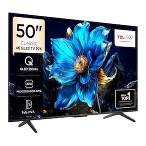 Smart TV 50" TCL P7K QLED Ultra HD 4K com Sistema Operacional Google TV, HDR10+, Dolby Vision, Dolby Atmos, HDMI 2.1, Comando por Voz e Googlecast