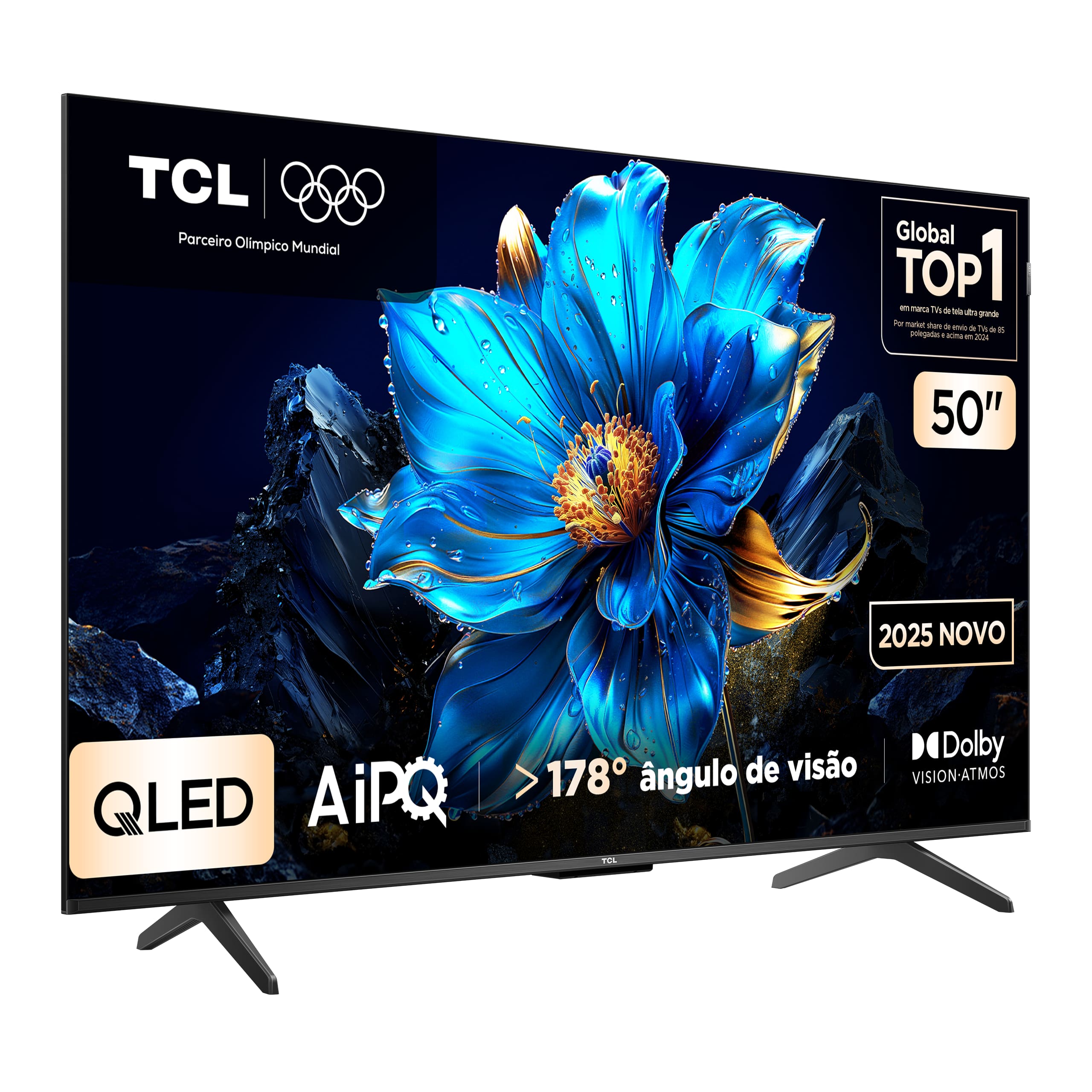 Smart TV TCL 50" 4K QLED UHD 50P7K Google TV 60Hz Processador AiPQ Preta - 1
