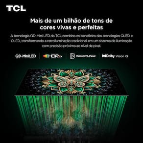 Smart TV 65” TCL 65C6K 4K QD-Mini Led 144Hz com Sistema Operacional Google TV