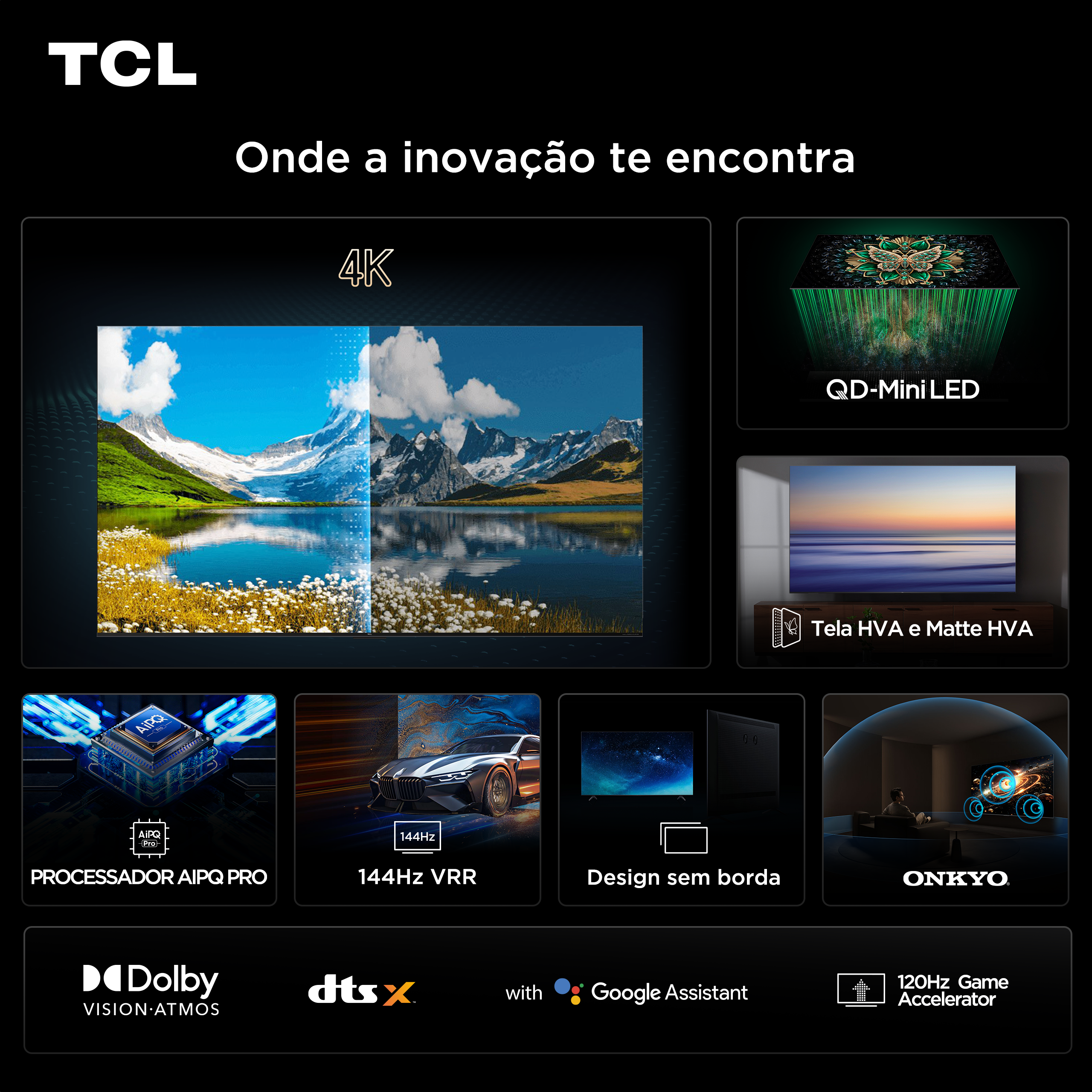 Smart TV 75" TCL 75C6K 4K QD-Mini Led 144Hz com Sistema Operacional Google TV - 2