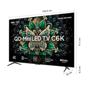Smart TV 55” TCL C6K Premium 4K QD-Mini LED com Sistema Operacional Google TV, Dolby Vision IQ, Atmos, Subwoofer, HDR10+, 144Hz VRR e Comando de Voz