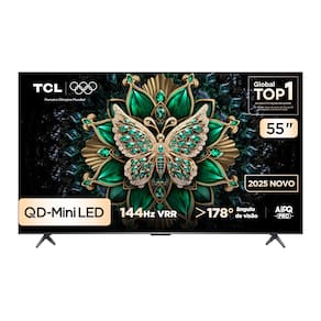 Smart TV 55” TCL 55C6K 4K QD-Mini Led 144Hz com Sistema Operacional Google TV