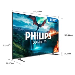 Smart TV QD-MiniLED 100" Ultra HD 4K Philips 100MLED800 com Google TV, Wi-Fi, Entradas HDMI e USB