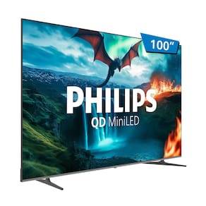Smart TV QD-MiniLED 100" Ultra HD 4K Philips 100MLED800 com Google TV, Wi-Fi, Entradas HDMI e USB