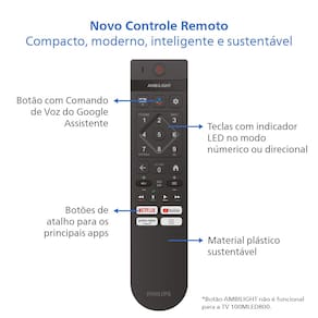 Smart TV QD-MiniLED 100" Ultra HD 4K Philips 100MLED800 com Google TV, Wi-Fi, Entradas HDMI e USB