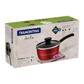 Panela Tramontina Sicília em Alumínio com Revestimento Interno e Externo em Antiaderente Starflon Excellent 16 cm – Vermelha - 1