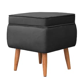 Puff Banqueta Conlflex Celine Quadrado Revestido em Tecido Veludo - Preto - 1