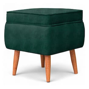 Puff Banqueta Conlflex Celine Quadrado Revestido em Tecido Veludo - Verde - 1