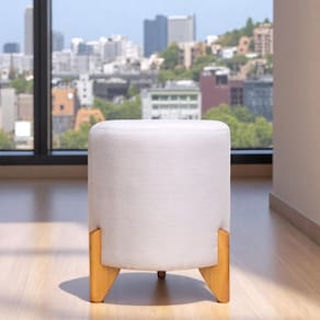 Puff Banqueta Conlflex Coral Revestido em Tecido Linho