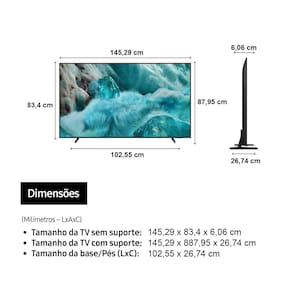 Smart TV QLED 65” 4K Samsung QN65Q7FAAGXZD, Vision AI, Processador com AI, Xbox Cloud Gaming, Controle por Gestos, Art Store, Alexa, Wi-Fi e Bluetooth