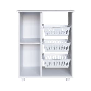 Fruteira Genialflex Organiza com 1 Porta, 3 Cestos, 1 Prateleira e 60,5cm de largura – Branco - 1