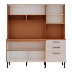 Cozinha Compacta Genialflex Lisboa com 5 Portas, 2 Gaveta, 2 Prateleiras e 180cm de largura – Freijó/White Laca - 2