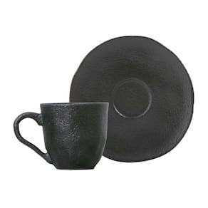 Xícara de Café Porto Brasil Orgânico Matte com Pires Preto 120ml