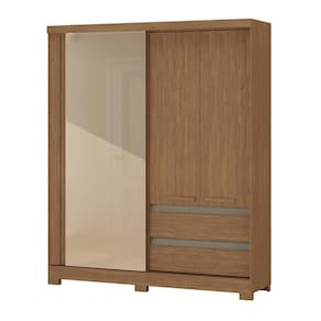Guarda-Roupa Casal 1 Porta Correr Atualle Condor 3D Flex com Reflecta Acácia - 3