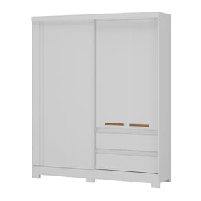 Guarda-Roupa Casal 1 Porta Correr Atualle Condor 3D Flex Branco Brilho - 3