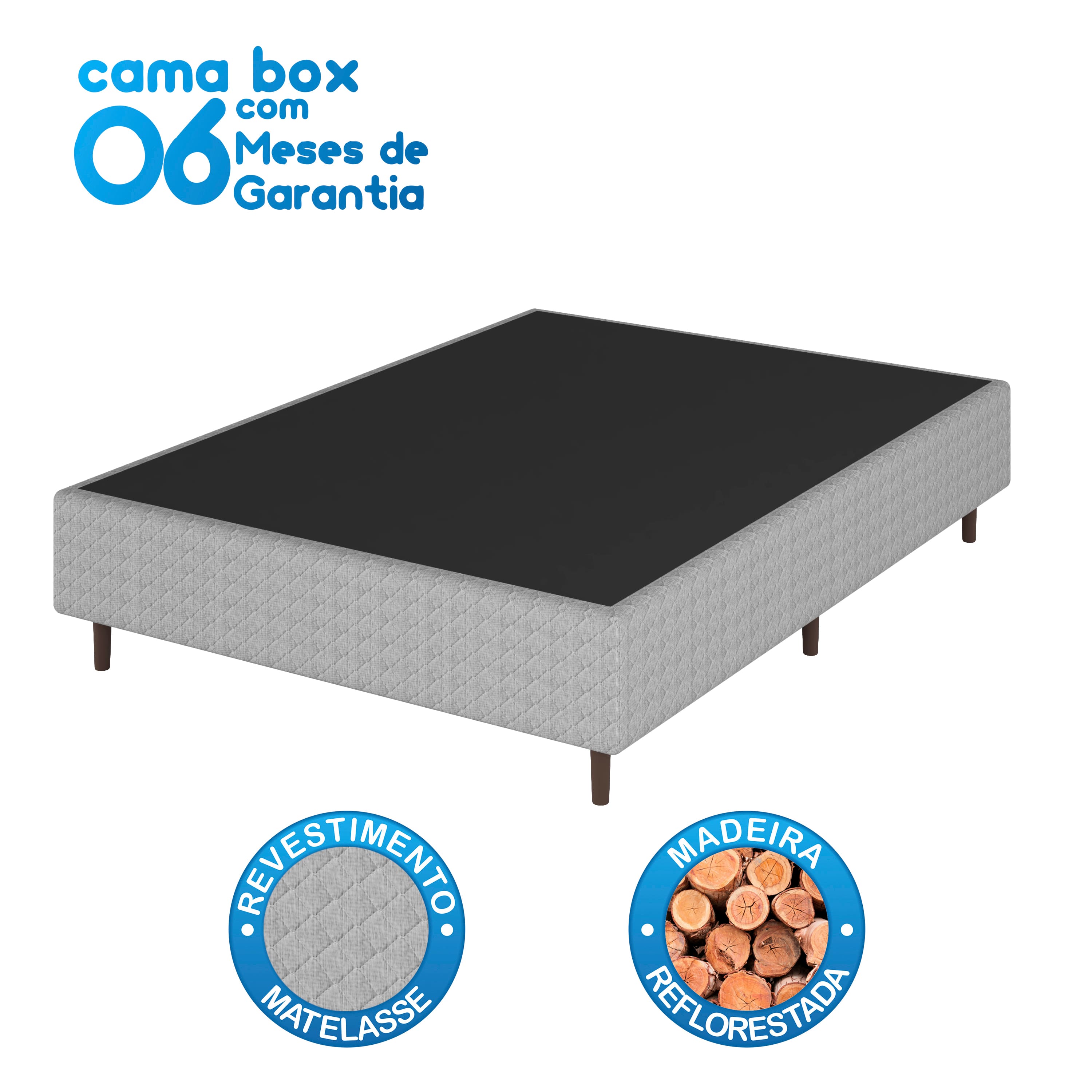 Base Cama Box Casal Umaflex Loreto A26 Cinza - BOX 138 UMAFLEX LORETO CZ A26 - 2