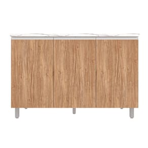 Balcão Triplo Bartira Amazonita com 3 Portas, 1 Prateleira e 120cm de largura - Damasco - 1