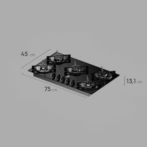 Cooktop 5 Bocas Electrolux KE5GR Efficient Mesa de Vidro Grade de Aço Fosco Bivolt