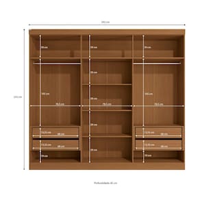 Guarda-Roupa Kappesberg Ibiza com 6 Portas, 4 Gavetas, 5 Prateleiras e 242cm de largura - Canela - 3