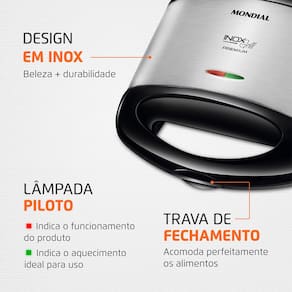 Sanduicheira Mondial Grill S-07 - Preto/Inox - 220V - 3
