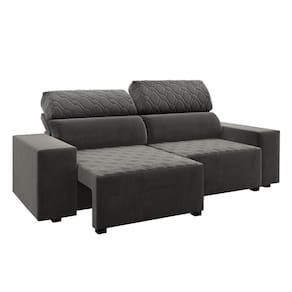 Sofá 3 Lugares Viero Venetto Retrátil Reclinável 2 Metros Veludo - GRAFITE - 1