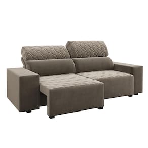 Sofá 3 Lugares Viero Venetto Retrátil Reclinável 2 Metros Veludo - PEROLA - 1