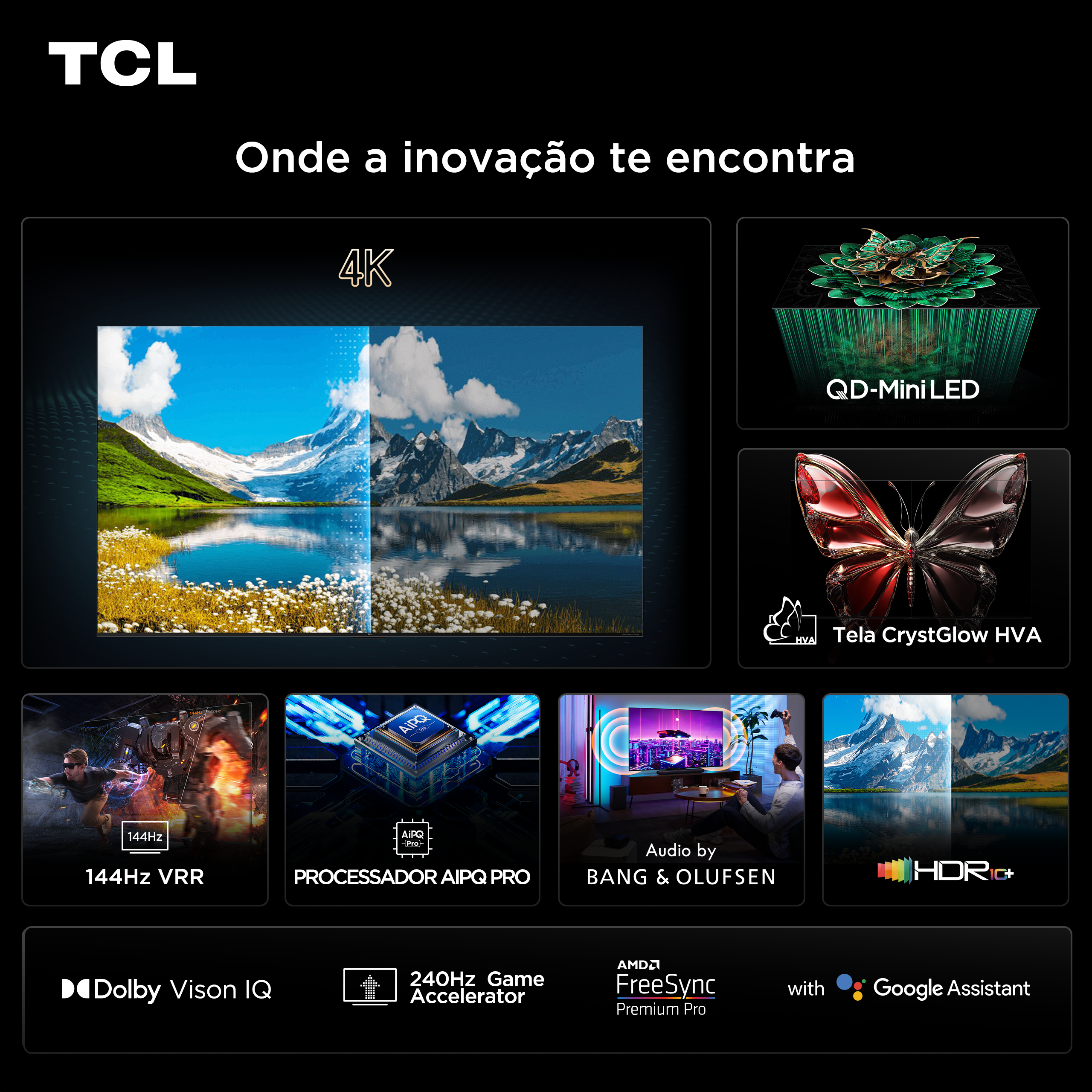 Smart TV TCL 65”4K QD-Mini Led 65C7K 144Hz com Sistema Operacional Google TV - 2